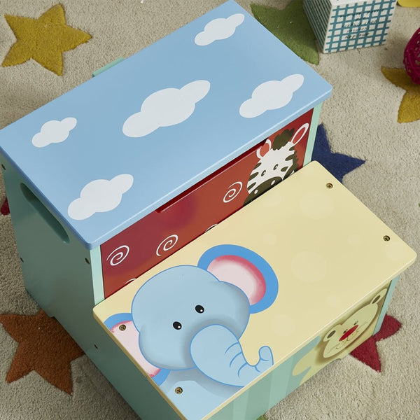 English Elm Kids Animal Step Stool Hand Painted Mdf with Hinged Storage for Bath or Kitchen B05367932