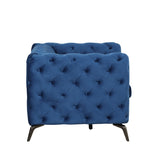 English Elm 40.5" Velvet Upholstered Accent Sofa,Modern Single Sofa Chair With Button Tufted Back,Modern Single Couch For Living Room,Bedroom,Or Small Space,Blue