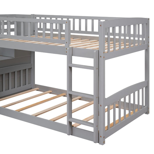English Elm Stairway Twin Over Kids Bunk Bed with Storage Stairs Slide and White Finish LT100155AAE