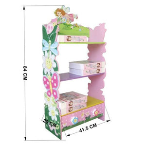 English Elm Kids Fairy Tale Floral Painted 3 Tier Bookcase with Drawers for Girls Playroom B05367936