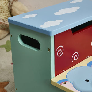English Elm Kids Animal Step Stool Hand Painted Mdf with Hinged Storage for Bath or Kitchen B05367932