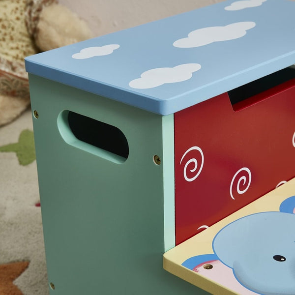 English Elm Kids Animal Step Stool Hand Painted Mdf with Hinged Storage for Bath or Kitchen B05367932