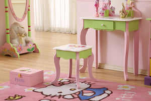 English Elm Kids Floral Girls Vanity Table and Stool Set with Storage for Bedroom Playroom B05367933