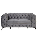 English Elm 63" Velvet Upholstered Loveseat Sofa,Modern Loveseat Sofa With Button Tufted Back,2-Person Loveseat Sofa Couch For Living Room,Bedroom,Or Small Space,Gray