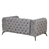 English Elm 63" Velvet Upholstered Loveseat Sofa,Modern Loveseat Sofa With Button Tufted Back,2-Person Loveseat Sofa Couch For Living Room,Bedroom,Or Small Space,Gray