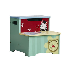 English Elm Kids Animal Step Stool Hand Painted Mdf with Hinged Storage for Bath or Kitchen B05367932