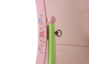 English Elm Kids Fairy Tale Floral Painted 3 Tier Bookcase with Drawers for Girls Playroom B05367939
