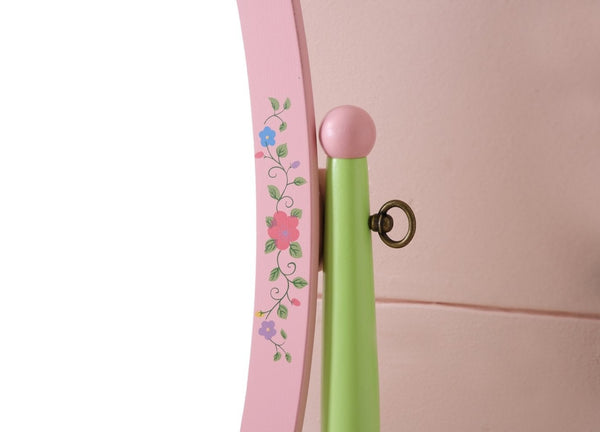 English Elm Kids Fairy Tale Floral Painted 3 Tier Bookcase with Drawers for Girls Playroom B05367939