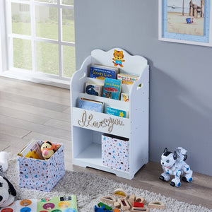 English Elm Kids White Mdf Bookcase with Hand Carved Detail Open Shelves for Playroom Storage B05367941