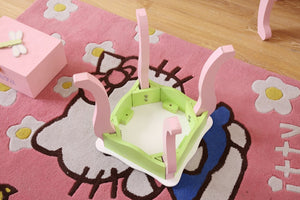 English Elm Kids Floral Girls Vanity Table and Stool Set with Storage for Bedroom Playroom B05367933