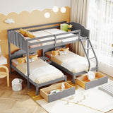 Hearth and Haven Full over Twin and Twin Bunk Bed with 3 Drawers, Grey LT000843AAE