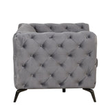 English Elm 40.5" Velvet Upholstered Accent Sofa,Modern Single Sofa Chair With Button Tufted Back,Modern Single Couch For Living Room,Bedroom,Or Small Space,Gray