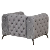 English Elm 40.5" Velvet Upholstered Accent Sofa,Modern Single Sofa Chair With Button Tufted Back,Modern Single Couch For Living Room,Bedroom,Or Small Space,Gray