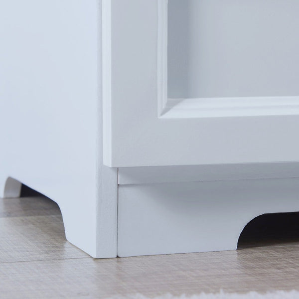 English Elm Kids White Mdf Bookcase with Hand Carved Detail Open Shelves and Drawers for Playroom B05367943