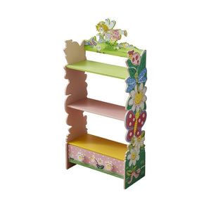 English Elm Kids Fairy Tale Floral Painted 3 Tier Bookcase with Drawers for Girls Playroom B05367936