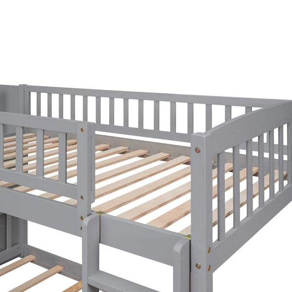 English Elm Stairway Twin Over Kids Bunk Bed with Storage Stairs Slide and White Finish LT100155AAE