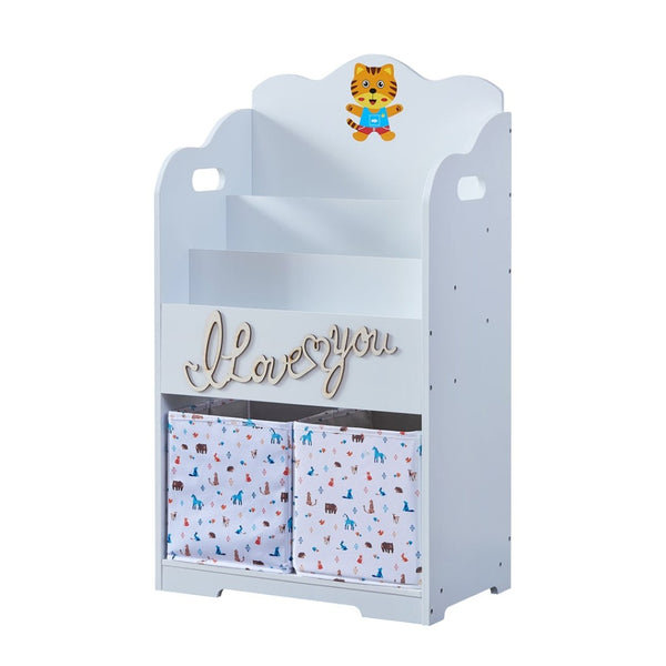 English Elm Kids White Mdf Bookcase with Hand Carved Detail Open Shelves for Playroom Storage B05367941