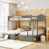 Hearth and Haven Full over Twin and Twin Bunk Bed with 3 Drawers, Grey LT000843AAE