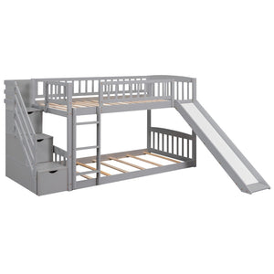 English Elm Stairway Twin Over Kids Bunk Bed with Storage Stairs Slide and White Finish LT100155AAE