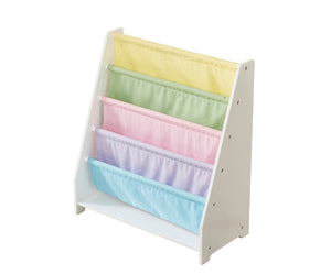 English Elm Kids Sling Bookcase White Mdf Frame with Colorful Canvas Pockets for Playroom Storage B05367929