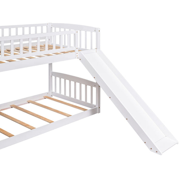 English Elm Stairway Twin Over Kids Bunk Bed with Storage Stairs Slide and White Finish LT100155AAK