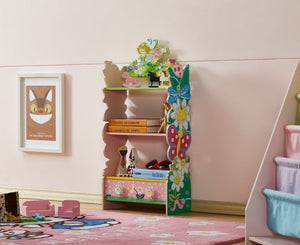 English Elm Kids Fairy Tale Floral Painted 3 Tier Bookcase with Drawers for Girls Playroom B05367936