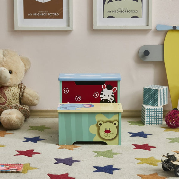 English Elm Kids Animal Step Stool Hand Painted Mdf with Hinged Storage for Bath or Kitchen B05367932