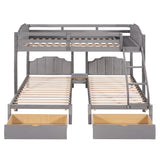 Hearth and Haven Full over Twin and Twin Bunk Bed with 3 Drawers, Grey LT000843AAE