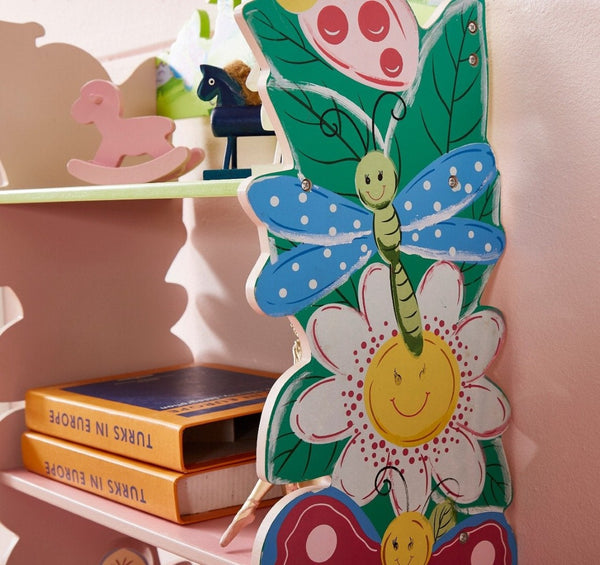 English Elm Kids Fairy Tale Floral Painted 3 Tier Bookcase with Drawers for Girls Playroom B05367936