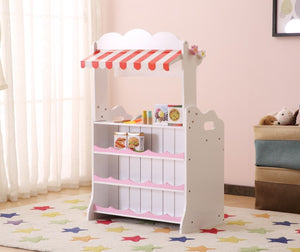 English Elm Kids Two in One Pretend Kitchen Market Stall Imaginative Playroom Role Play Set B05367930