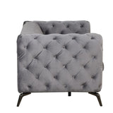 English Elm 63" Velvet Upholstered Loveseat Sofa,Modern Loveseat Sofa With Button Tufted Back,2-Person Loveseat Sofa Couch For Living Room,Bedroom,Or Small Space,Gray