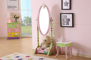 English Elm Kids Fairy Tale Floral Painted 3 Tier Bookcase with Drawers for Girls Playroom B05367939