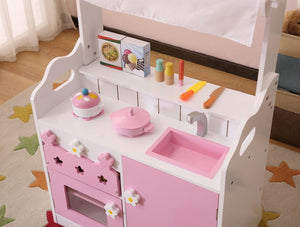 English Elm Kids Two in One Pretend Kitchen Market Stall Imaginative Playroom Role Play Set B05367930
