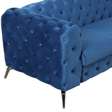 English Elm 85.5" Velvet Upholstered Sofa With Sturdy Metal Legs,Modern Sofa Couch With Button Tufted Back, 3 Seater Sofa Couch For Living Room,Apartment,Home Office,Blue