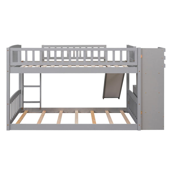 English Elm Stairway Twin Over Kids Bunk Bed with Storage Stairs Slide and White Finish LT100155AAE