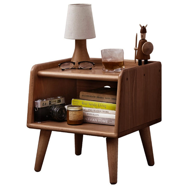 English Elm Pure Solid Beech Nightstand Hardwax Oil Finish Open Storage Nordic Bedroom Side Table W128367505