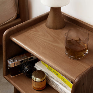 English Elm Pure Solid Beech Nightstand Hardwax Oil Finish Open Storage Nordic Bedroom Side Table W128367505
