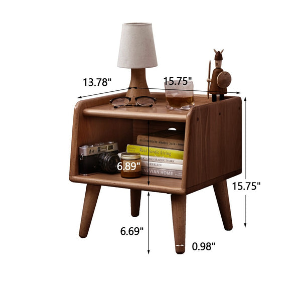 English Elm Pure Solid Beech Nightstand Hardwax Oil Finish Open Storage Nordic Bedroom Side Table W128367505