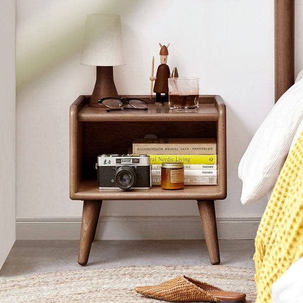 English Elm Pure Solid Beech Nightstand Hardwax Oil Finish Open Storage Nordic Bedroom Side Table W128367505