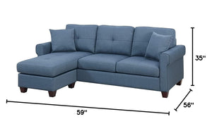 English Elm Blue Reversible Tufted Polyfiber Sectional Sofa with Ottoman – Glossy Blue Chaise, Cozy Modular Comfort B01149070
