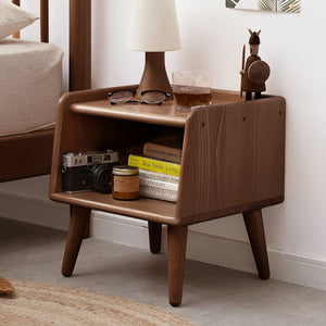 English Elm Pure Solid Beech Nightstand Hardwax Oil Finish Open Storage Nordic Bedroom Side Table W128367505