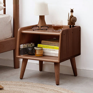 English Elm Pure Solid Beech Nightstand Hardwax Oil Finish Open Storage Nordic Bedroom Side Table W128367505