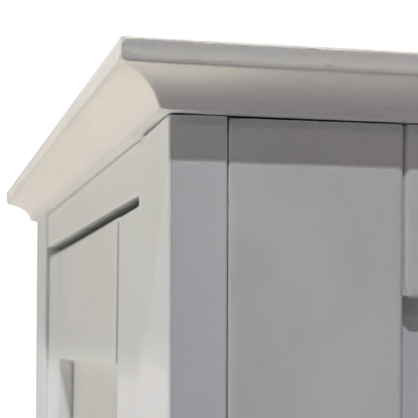 English Elm Tall Narrow Tower Freestanding Cabinet 5-Tier White MDF Storage with Shutter Doors for Home Organization W141260291