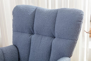 English Elm 050-teddy Plush Fabric Glider Rocking Chair Cozy Nursery and Living Room Accent Seat Light Blue W527P209971