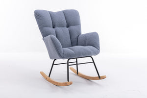 English Elm 050-teddy Plush Fabric Glider Rocking Chair Cozy Nursery and Living Room Accent Seat Light Blue W527P209971