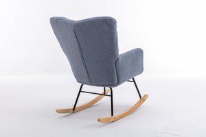 English Elm 050-teddy Plush Fabric Glider Rocking Chair Cozy Nursery and Living Room Accent Seat Light Blue W527P209971