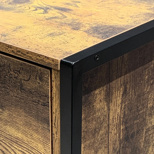 English Elm Industrial 6 Drawer Double Dresser – Rustic Brown Wood Storage Chest With Sturdy Steel Frame For Style W141260283