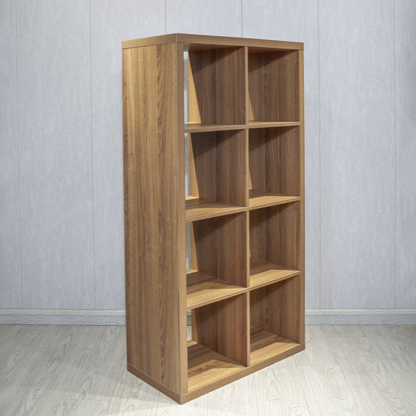 English Elm Smart Cube 8-Cube Organizer Storage with Open Back Shelves, Stylish Modular Bookcase for Home Office Walnut W141260289