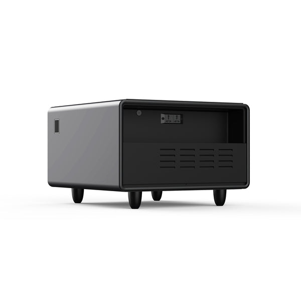 English Elm Modern Smart Side Table With Mini Fridge, Wireless Charging, Usb Ports & Induction Light - Black W1172P178854