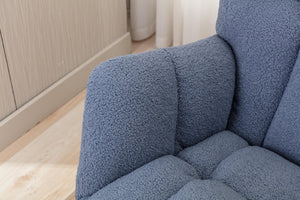 English Elm 050-teddy Plush Fabric Glider Rocking Chair Cozy Nursery and Living Room Accent Seat Light Blue W527P209971